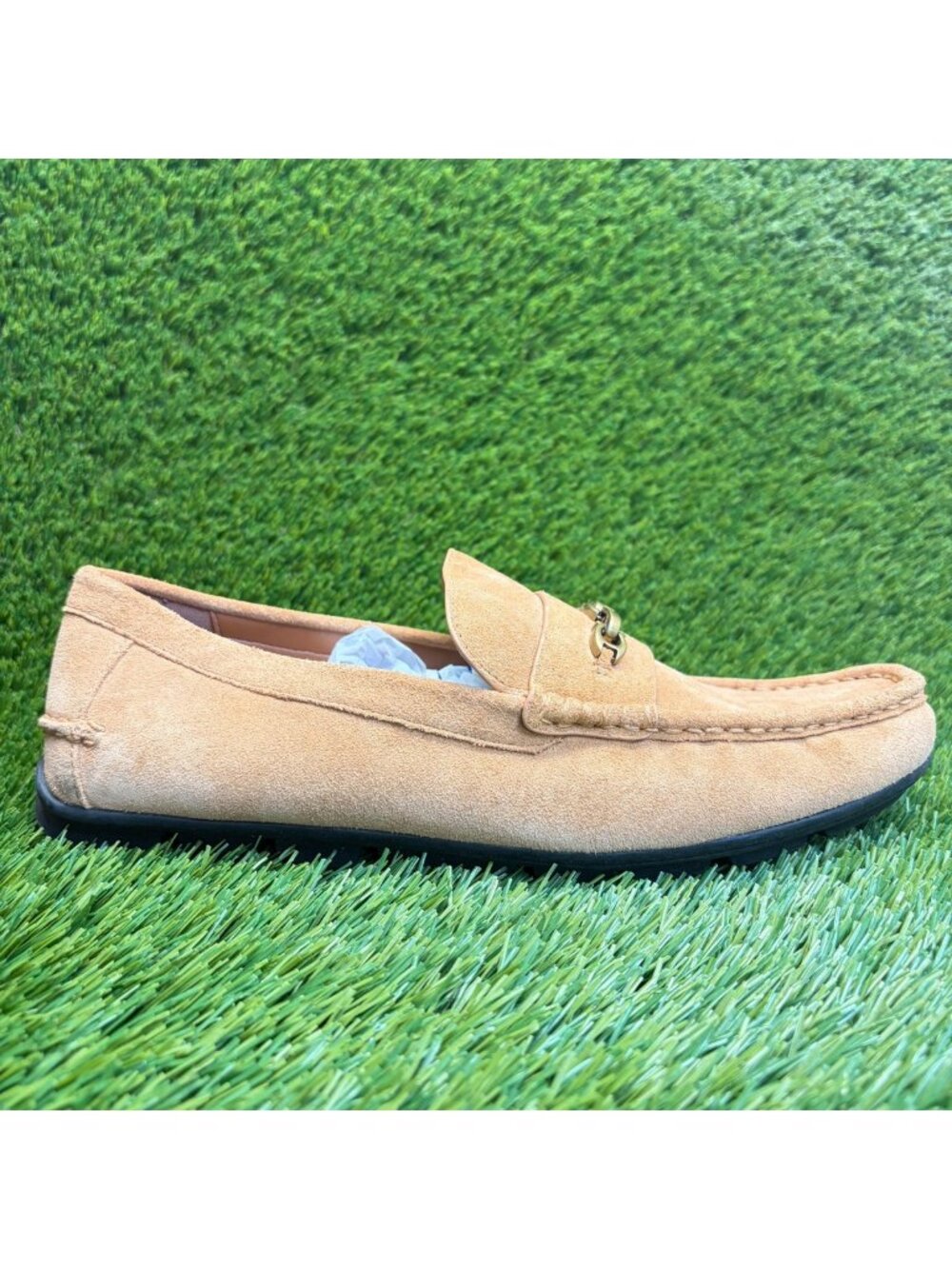 Coach Mott Driver Mens Size 10 Tan Casual Classic Suede Slip On Loafer Shoes